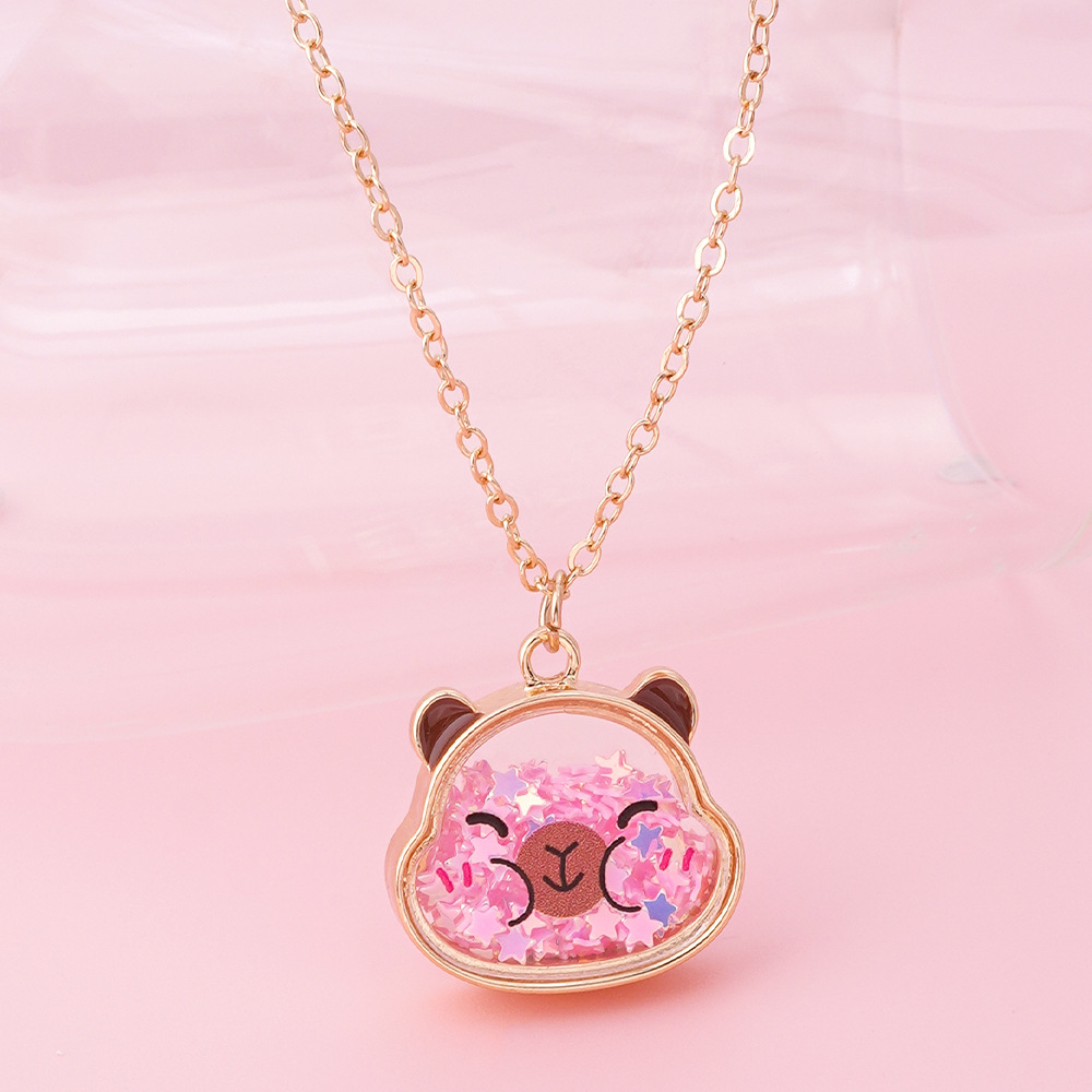 Shrimp skin for super cute cat frog bear children's necklace wholesale containing sequins dopamine necklace