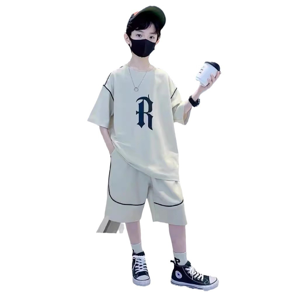 Picture of Boys Summer Suit 2024 New Medium and Large Kidsren's Street Sports Internet Celebrity Short-Sleeved Summer Style Kidsren's Handsome Summer Trend
