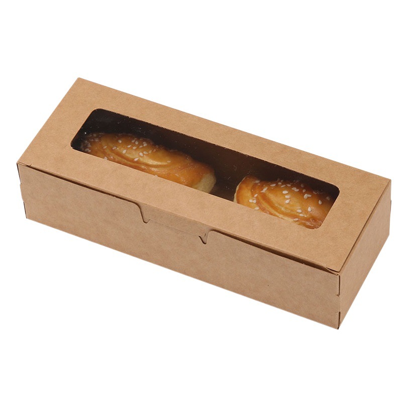 Rectangular Open Window Transparent Clamshell Baking Packaging West Point Box Kraft Paper Macaron Box Biscuits Candy Box