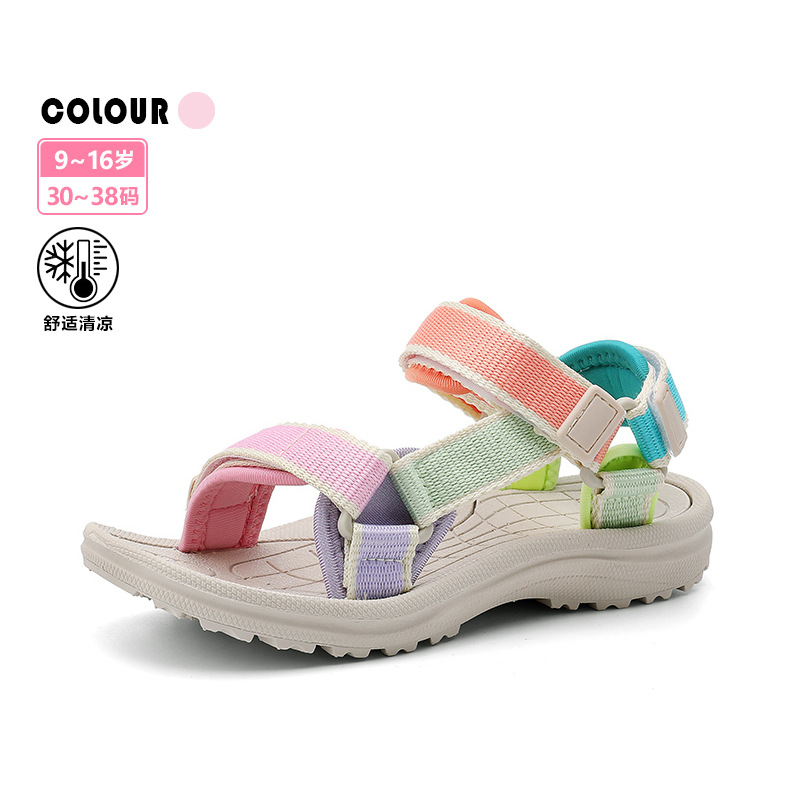 Dopamine Children's Shoes Girls' Sandals Summer Soft Sole Comfortable Little Girl Princess Children Open Toe Beach Shoes Macarons