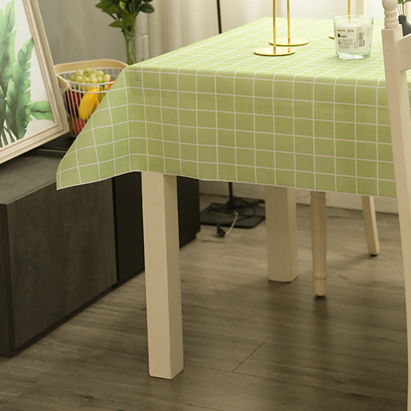 Picture of Home Nordic Tablecloth Modern Simple Style Tablecloth Fruit Anti-scalding Waterproof Oil-proof Disposable PVC Plaid Tablecloth
