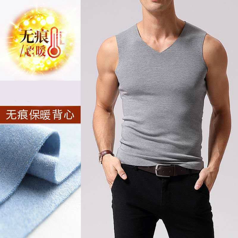 Picture of 2024 warm vest men's autumn and winter clothing close-fitting fleece-lined underwear men's vest base shirt double-sided velvet a generation of hair