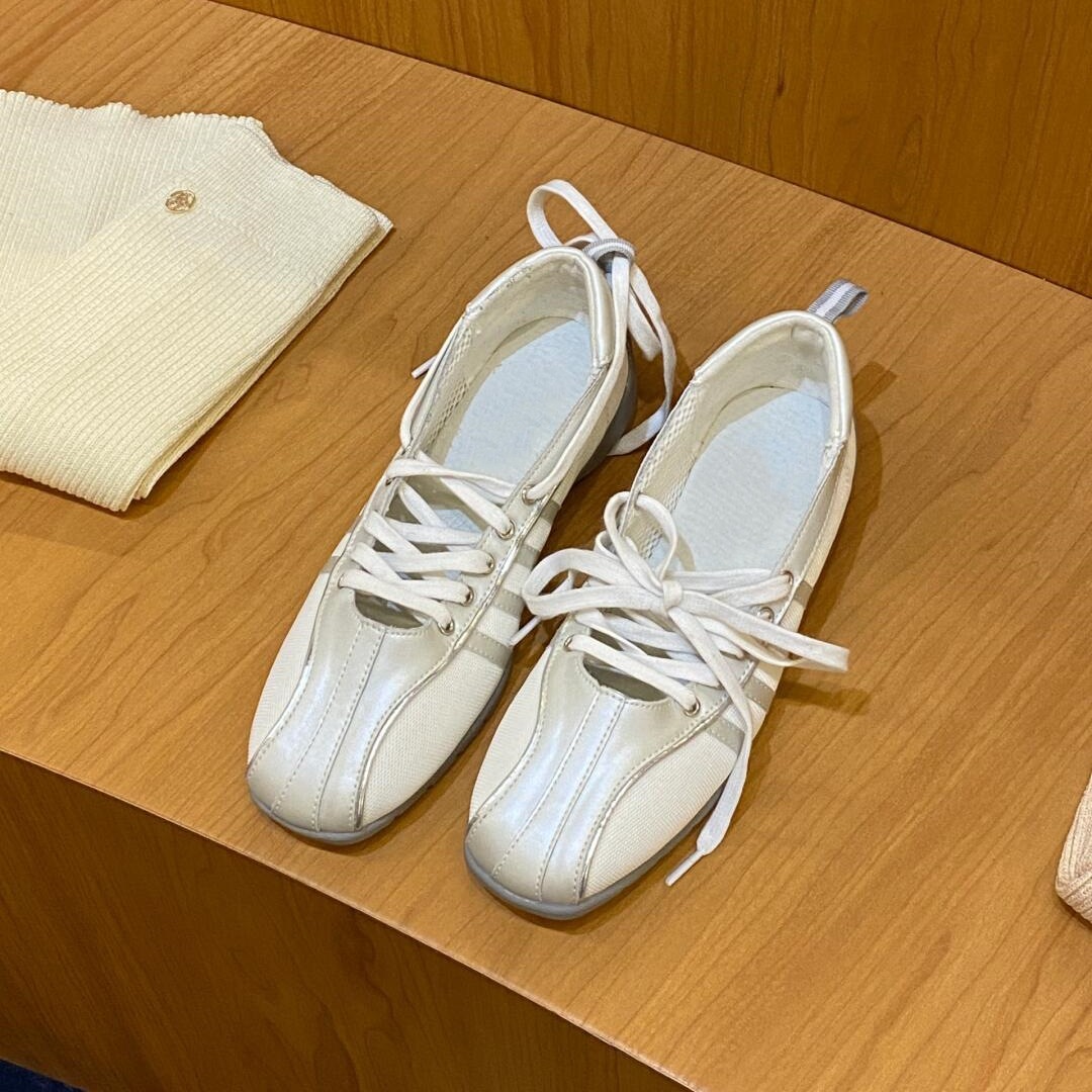 Sheepskin Version ~ Genuine Leather Strappy Ballet Shoes for Women, Flats Mary Jane Shoes, Mesh Casual Sneakers, Soft-Soled White Shoes