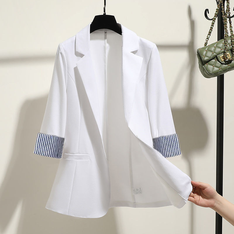 Picture of Small Suit Jacket for Women Spring and Summer New Korean Style Slim Draped Thin Three-Quarter Sleeve Elegant Suit Top for Women