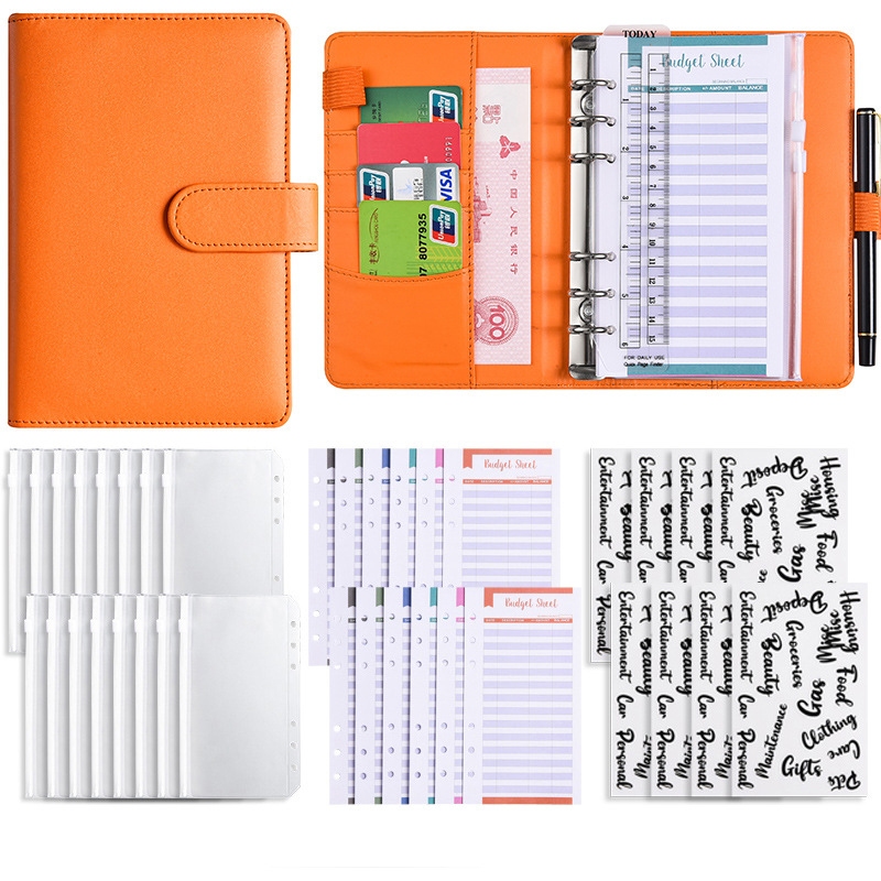 Picture of A6 Binder Cross-Border Creative Notebook Wholesale Zipper Bag Macaron Pu Leather Cash Budget Notebook