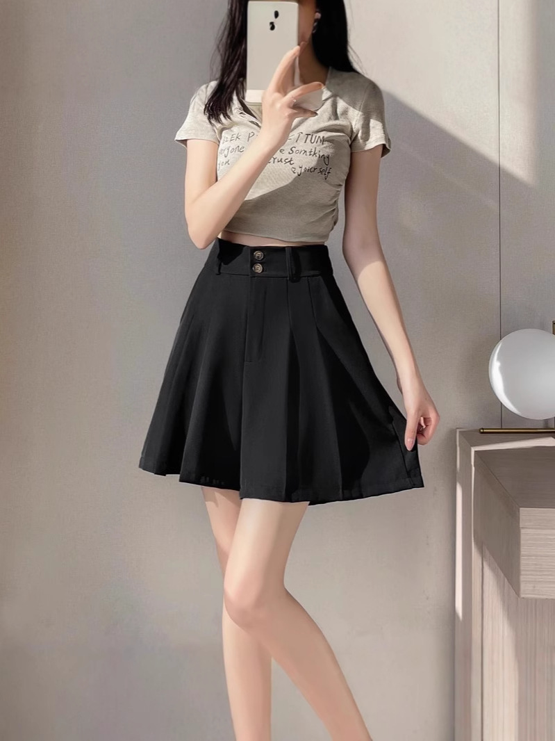 High waist pants skirt women's summer short 2024 new explosion small chubby girl plus size suit five A- line skirt pants