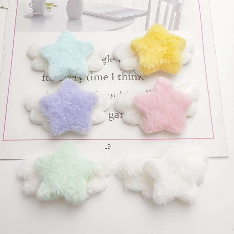 Picture of Autumn and winter style candy color plush star wings children's headwear accessories diy clothing bag scarf hat accessories
