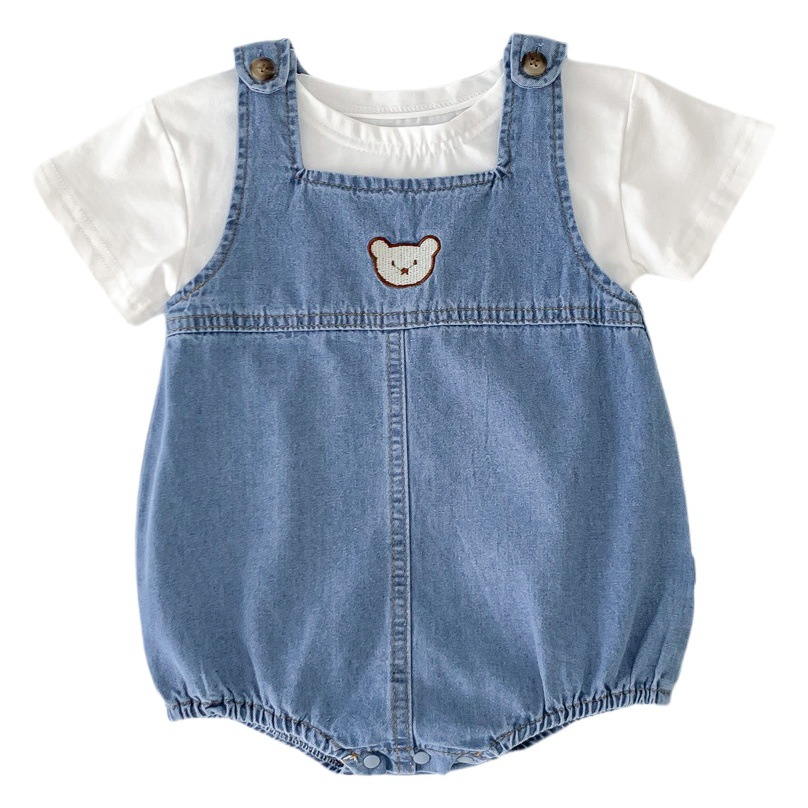 Summer Korean Baby Baby Cowboy Bear Strap Hare Clothes Boys and Girls Children's Clothes Bag Fat Clothes Western Style Climbing Clothes
