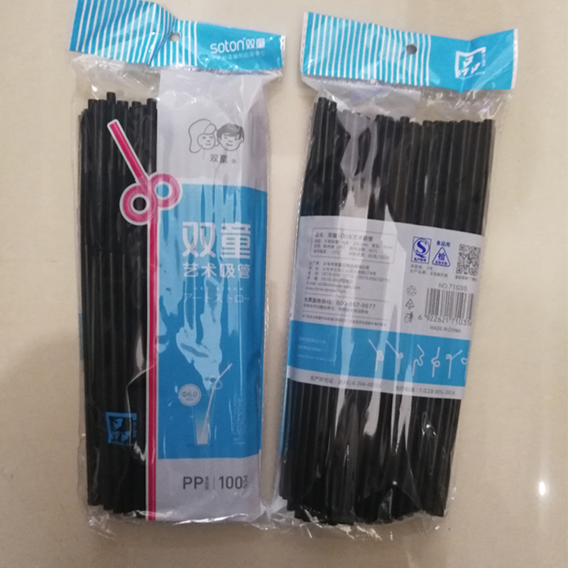 Picture of Seconds Amoy color art straw 8 color clear 100 PCs/pack disposable plastic creative bendable straw 6*260mm