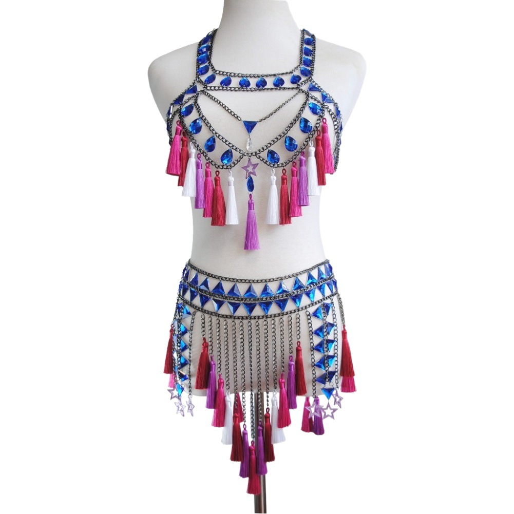 Picture of New European and American Cross-Border Fashion Jewelry Summer Sexy Beach Tassel Pendant Bra Waist Chain Set Body Chain Trend