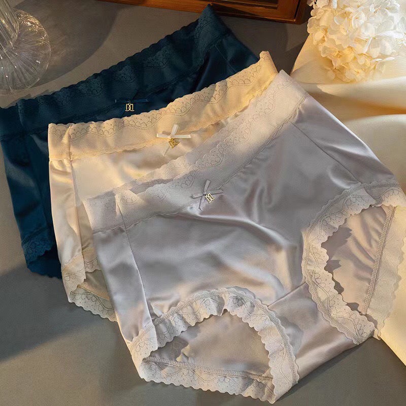 Ice Silk Underwear Women's Seamless High Waist Large Size Pure Cotton Crotch Antibacterial Girl Student Lace Sexy Breathable Trousers