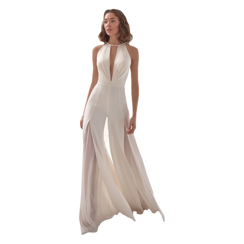 2020 European and American Foreign trade new women's clothing ebay Amazon sexy deep V halter jumpsuit casual trousers