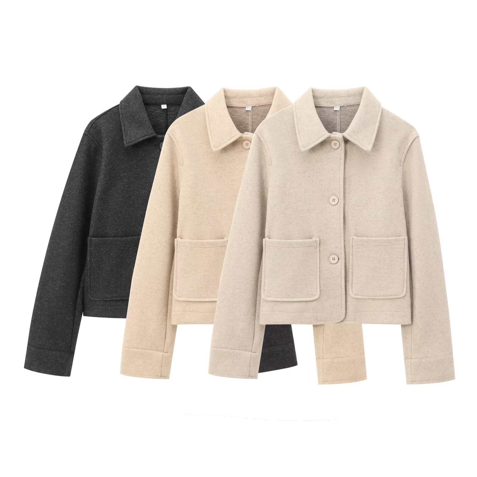 ZA cross-border women's clothing wholesale European and American style new lapel single-breasted soft tweed jacket coat 5070469