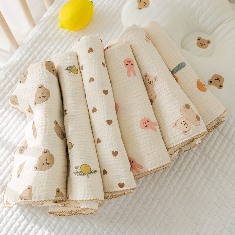 Picture of Summer double-layer four-layer gauze baby bag single class a air-conditioned room newborn blanket baby cartoon baby bag