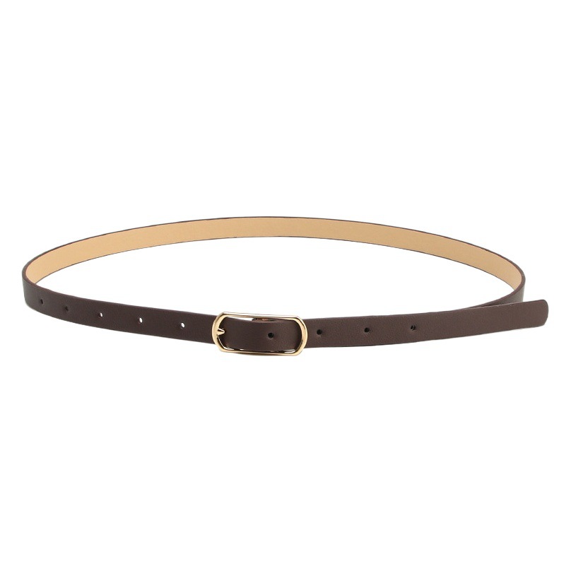 Simple All-match Multi-color Women's Thin Belt New Fresh and Sweet dress Decorative Oval Buckle PU Belt in stock