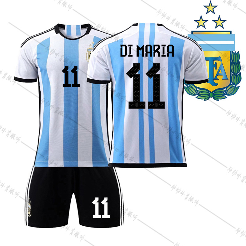 Picture of 2022 World Cup Champion Edition Argentina Home New Samsung Jersey Messi No. 10 Di Maria Football Jersey
