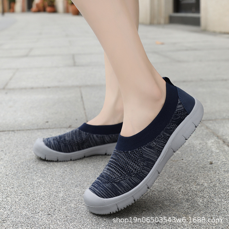 2025 Travel Outdoor Cross-Border Export Amazon Large Size Women's Shoes Middle-Aged Mother Fly Woven Mesh Toe Flats Shoes
