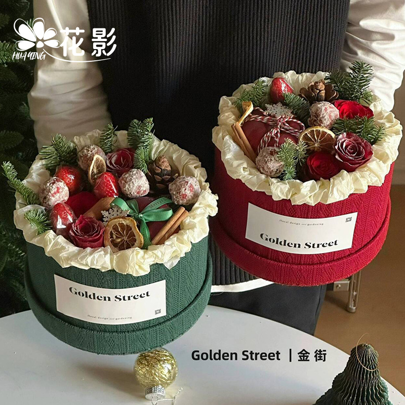 Christmas Knitted Flannel Apple Box Christmas Eve Accompanying Gift Round Hug Bucket Flower Gift Box DIY Material