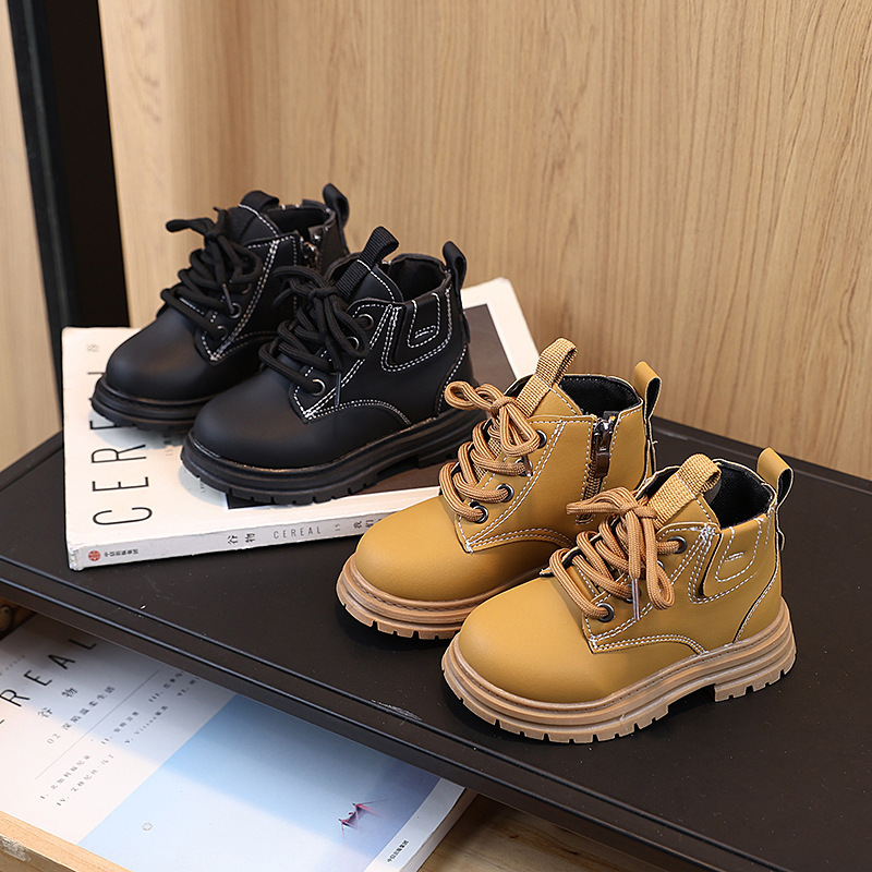 2025 Spring and Autumn New Boys Fashion Easiest for Match British Style Martin Boots Retro Girls Non-Slip Soft Soled Leather Boots Single