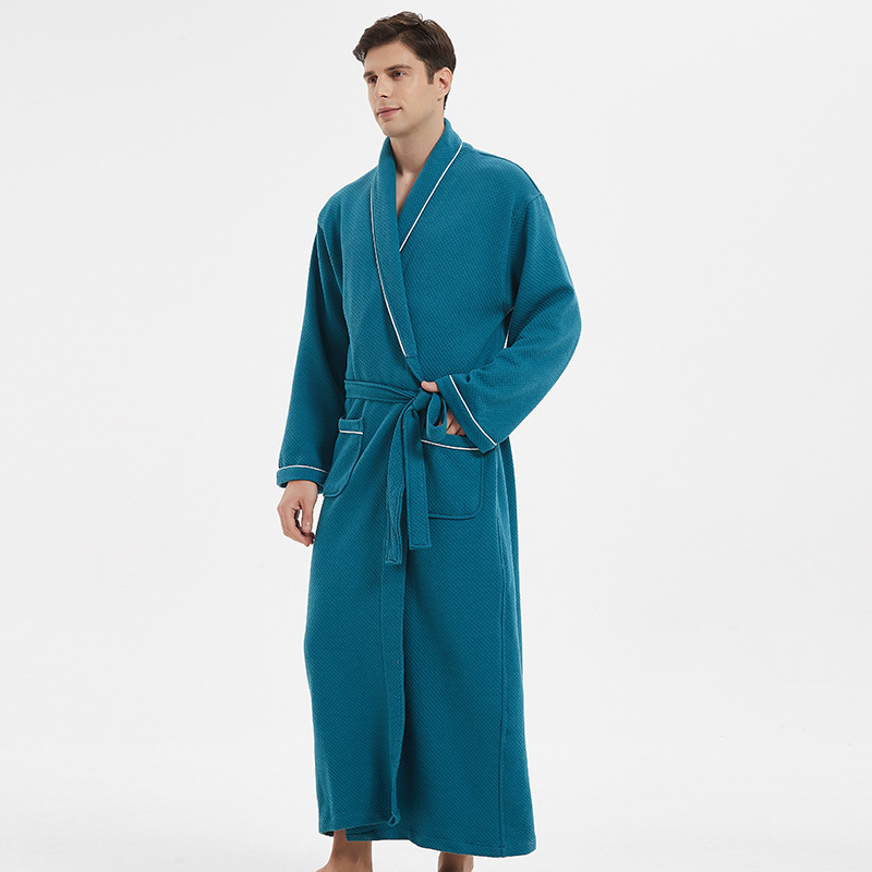 Amazon direct supply hotel cotton bathrobe spring and autumn extended bathrobe men and women couples hooded nightgown wholesale