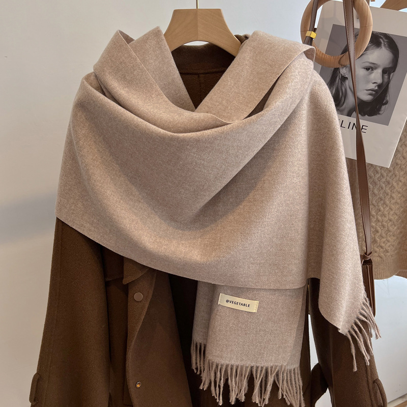 Picture of Blue Imitation Cashmere Scarf for Women 2025 New Winter K-Style Thickeneded Light Blue Scarf Versatile Dual-Use Shawl