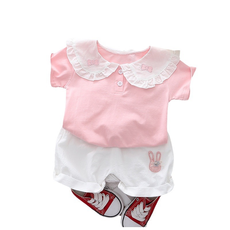 Picture of Baby Girl's Summer Fashionable Western Style Short-Sleeved Suit Children's Large Lel Summer Clothes Two-Piece Set Girls' Fashionable Outer Wear