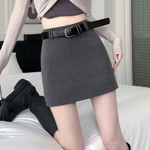 Hot Girls Sexy Casual Skirt Women's Autumn and Winter Pure Desire Style Grey Skirt High Waist Skirt Small Hip Skirt