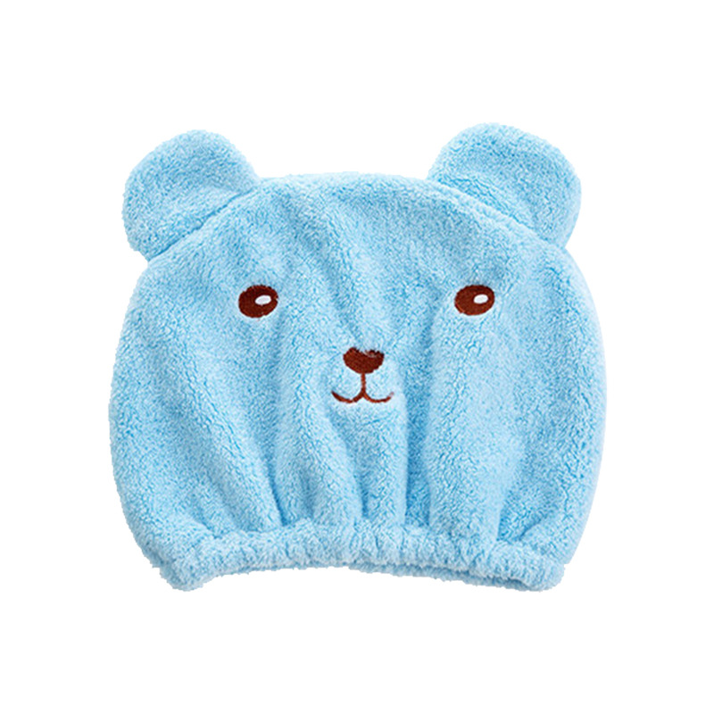 Picture of Korean version of thick coral velvet embroidery bear dry hair cap cute cartoon super absorbent quick-drying dry hair towel wholesale