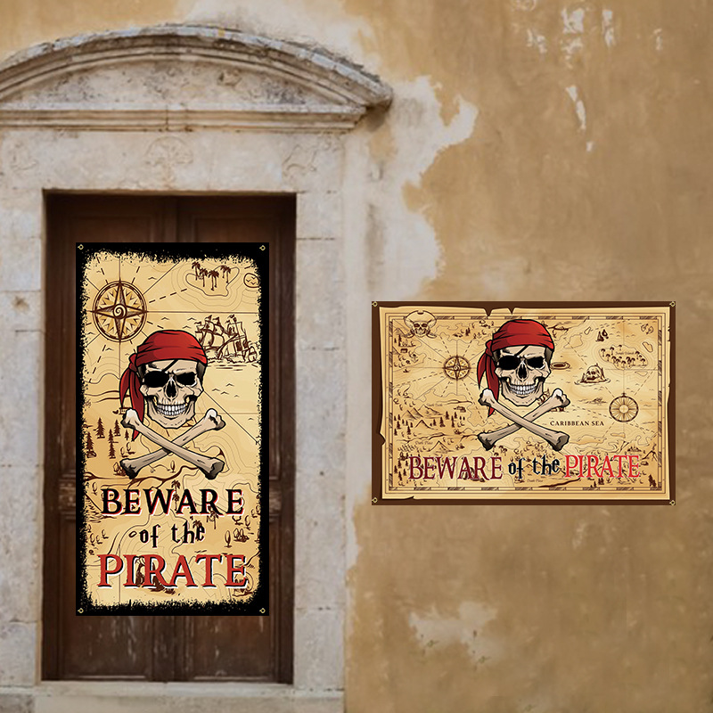 Picture of Foreign Trade Cross-border Flag Halloween Pirates Flag Indoor and Outdoor Wall Decoration Halloween Skull