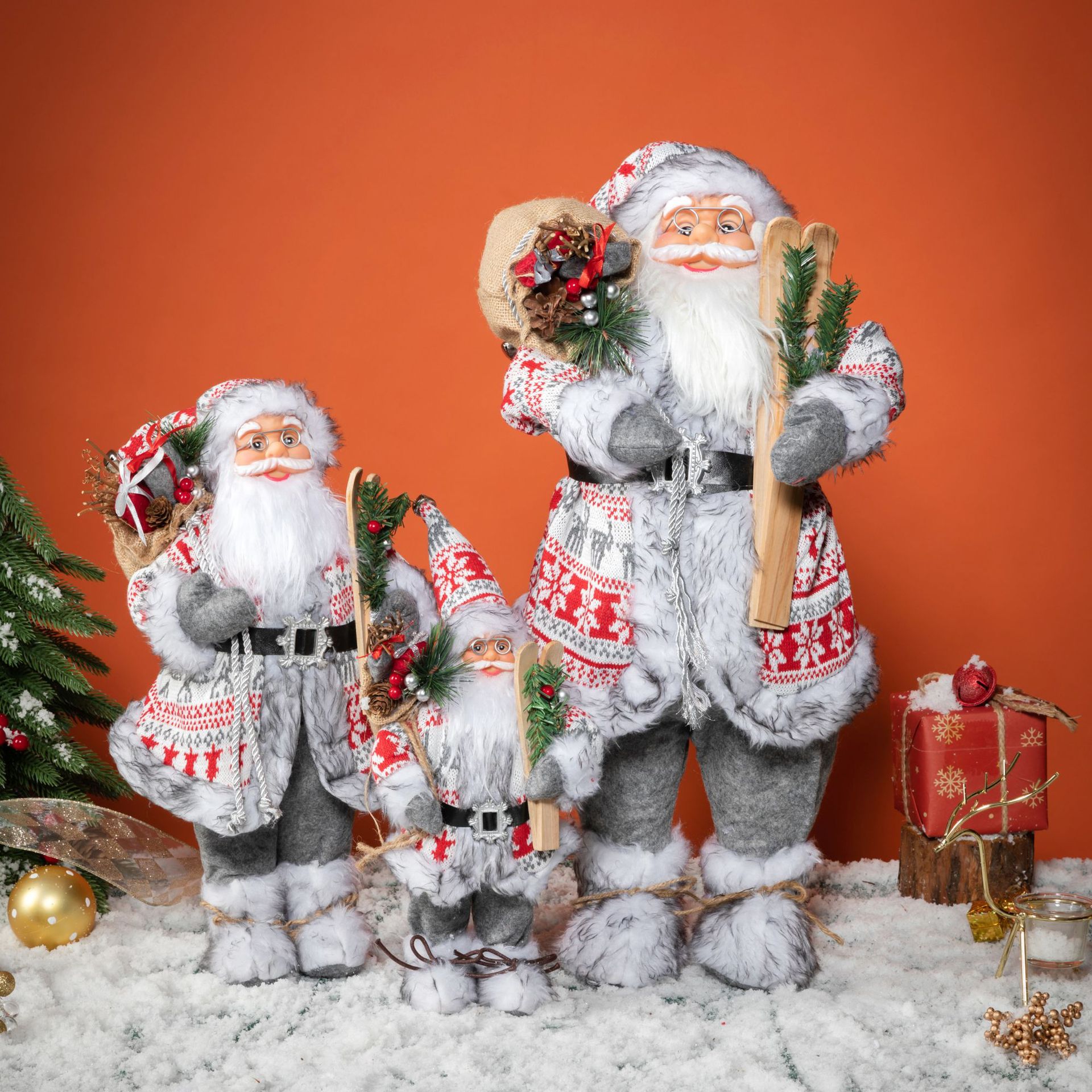 Xint'An Santa Claus Decorative White Plush Christmas Doll Ornaments Christmas Gifts Cross-Border New Products in Stock