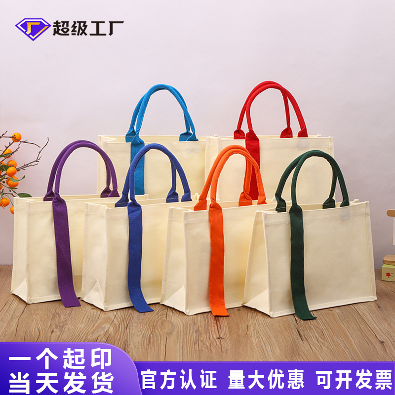 Three-Dimensional Canvas Bag in Stock Muji Canvas Bag Souvenir Paint Bag Streamer Satchel Laminated Canvas Bag