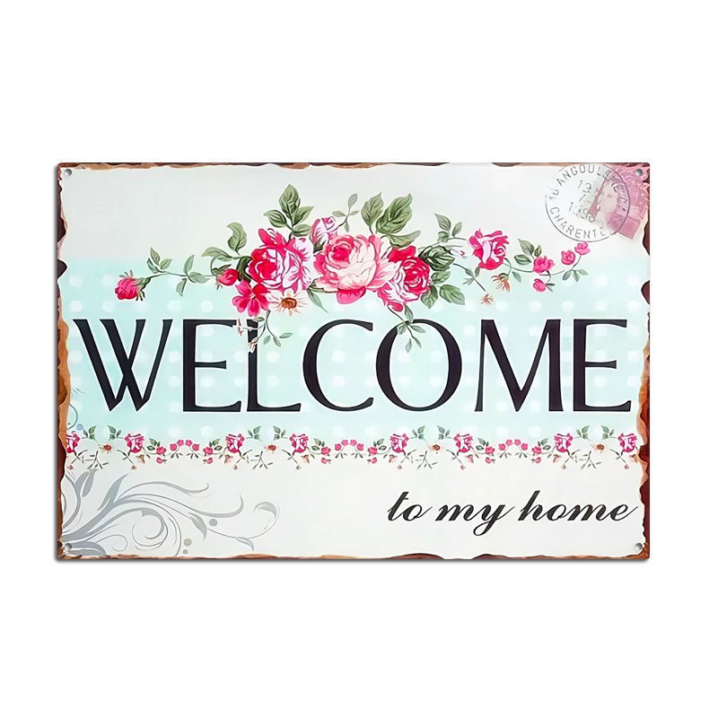 Picture of Cross-border American Country Retro Flower Figure Tin Painting Garden Pastoral Balcony Wall Wall Wall Old Decoration Pendant