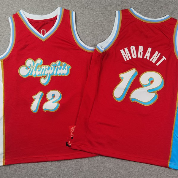 Children's Wear Grizzlies #12 Morant Embroidered Basketball Jersey Foreign Trade 25 Grizzlies Red City Edition US Cross-border