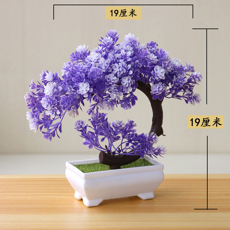 Picture of Sakura Snowball Simulated Plant Potted Grass Ball Bonsai Small Tree Home Decoration Flower Ornament Creative Mini Small Round Ball