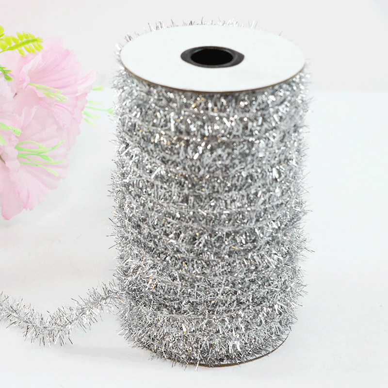 Picture of 1.8CM Christmas color strip holiday ribbon wool strip birthday decoration glitter glass onion wool strip flash