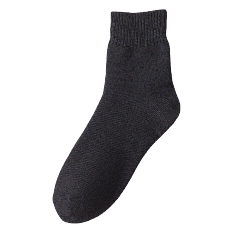 Socks men's thickened fleece-lined warm Terry socks autumn and winter solid color mid-calf length socks unisex casual home socks