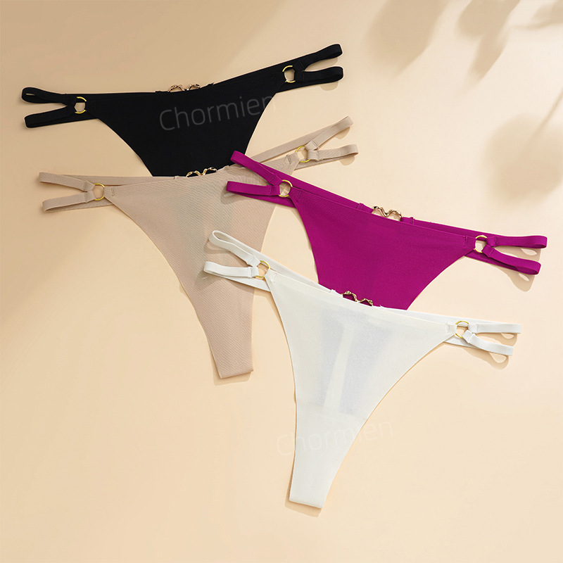 Sports Yoga Female Sexy Style Ice Silk Underwear Women's Low-Waist Seamless Underwear Cross-Border European and American Large Size T-Shaped T-Pants