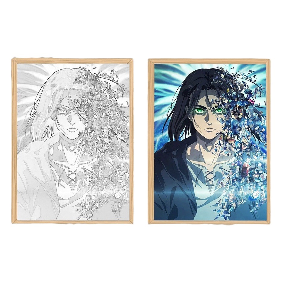 Attacking giant light painting finished night light anime peripheral will light painting decoration diy photo frame luminous painting