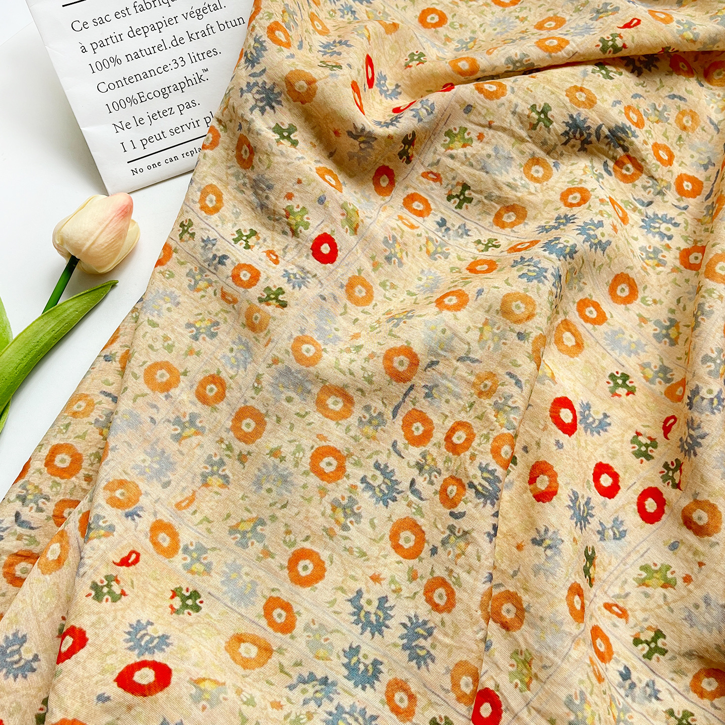 Circle Floral Brocade Cotton Fabric New Chinese Style Digital Print Fabric Cheongsam Dress Top Hanfu Fabric 1.0m Price