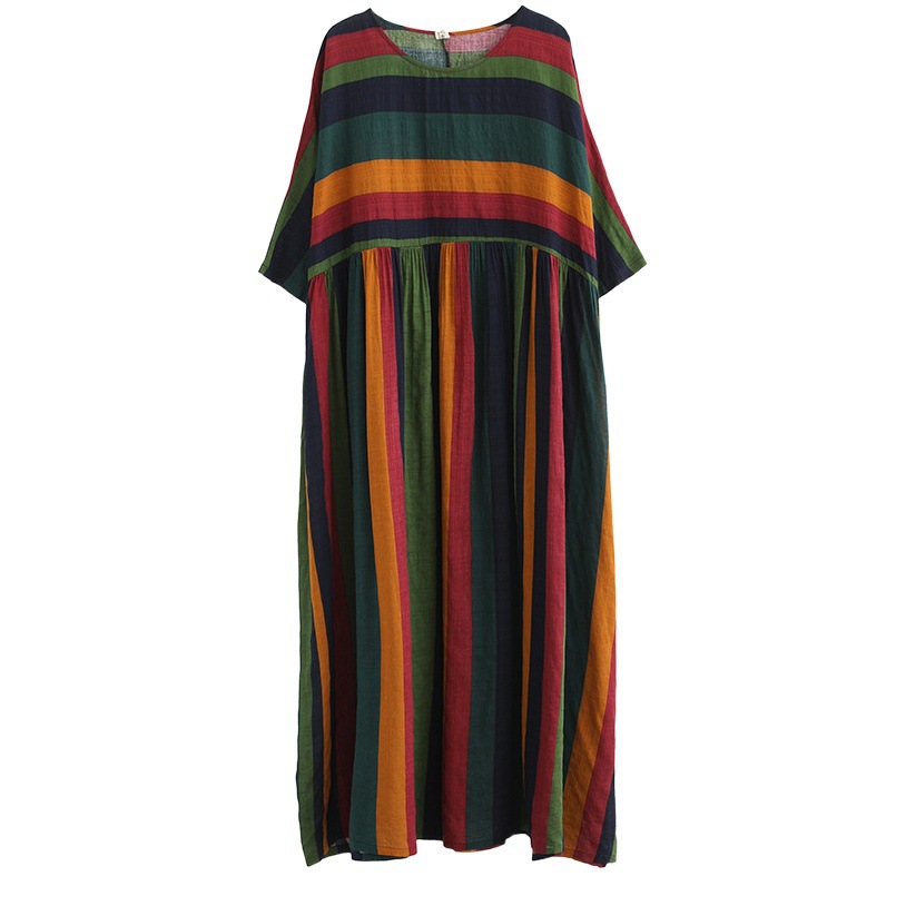 New Mori girl pastoral style summer new artistic plus size chubby girl plus size printed short sleeve dress