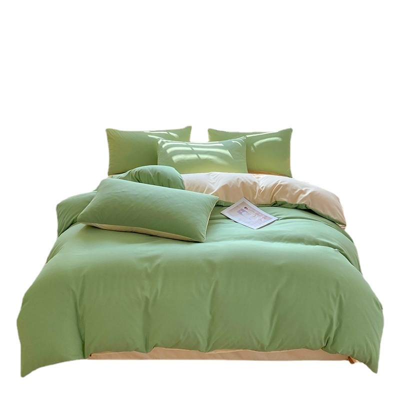 Zhendian Treasure Explosions Bedding Four-piece Set Washed Cotton Bed Sheet Cover Four Seasons Sanding Three-piece Set Student Dormitory Bedroom