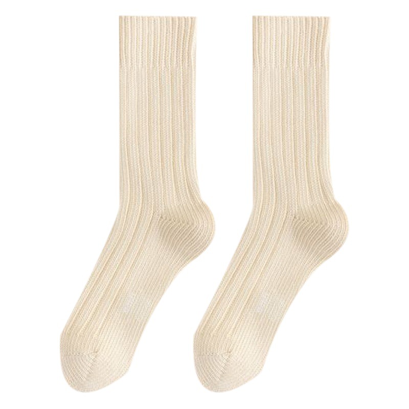 Japanese Miscellaneous American Fudge Style Xinjiang Cotton Socks Thickeneded Thick Thread Retro Autumn and Winter Mid-Calf Stockings Comfortable Knitted Women's Socks