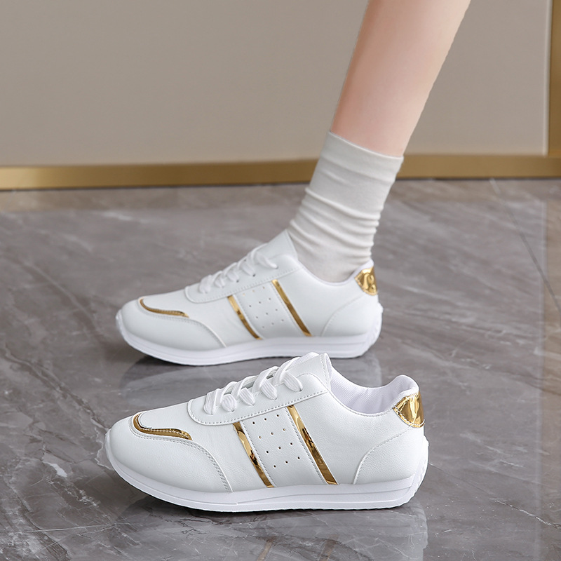 Golden Casual Forrest Gump Shoes 2024 Autumn and Winter New Leather Flat Running Shoes for Students Advanced Sports Shoes
