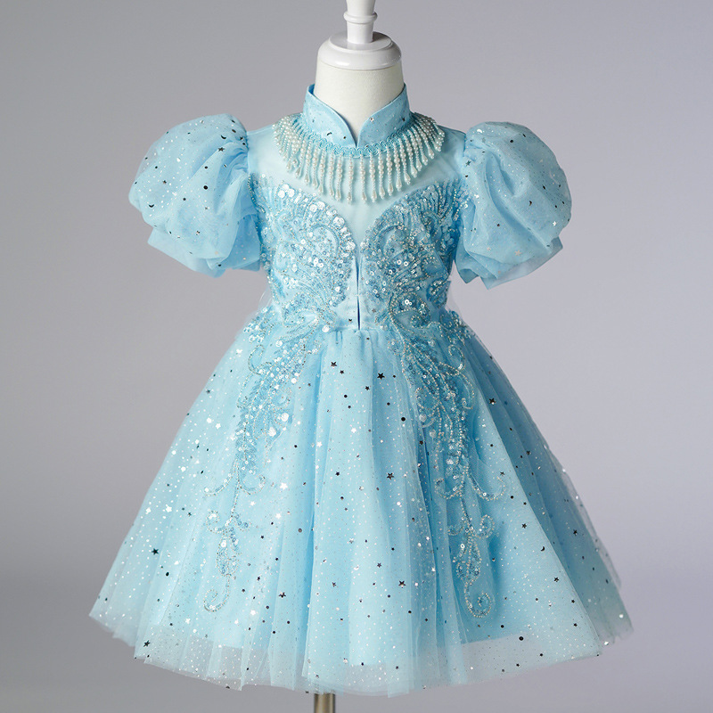 Girl's Princess Dress High-end Dress European and American Flower Girl's Wedding Banquet Dress Girl's Piano Performance Dress Western Style