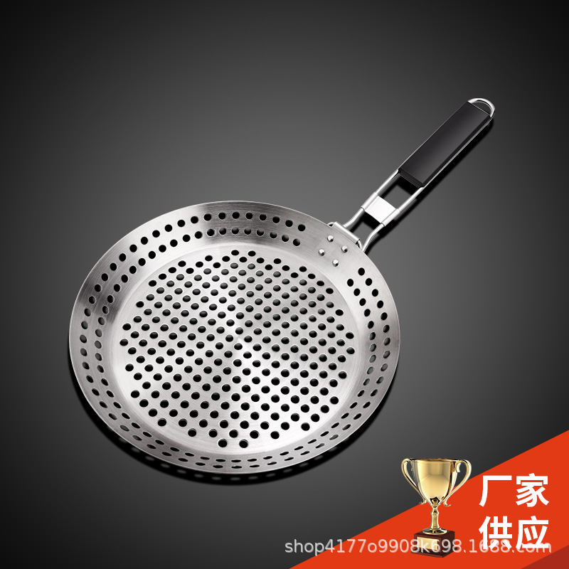 Picture of Source manufacturers round hollow wooden handle barbecue plate outdoor vegetable plate barbecue plate outdoor BBQ plate portable