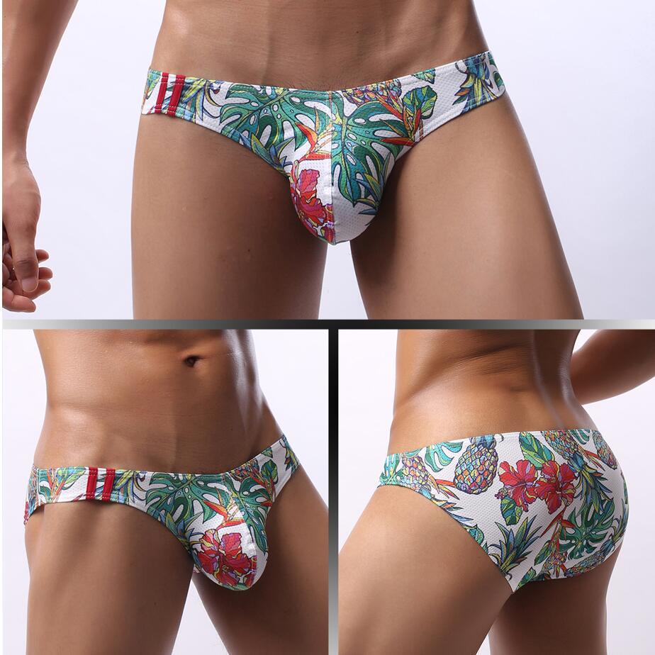 Men's foreign trade underwear wholesale cotton printed briefs breathable negative ion anti * bacteria moisture wicking triangle men