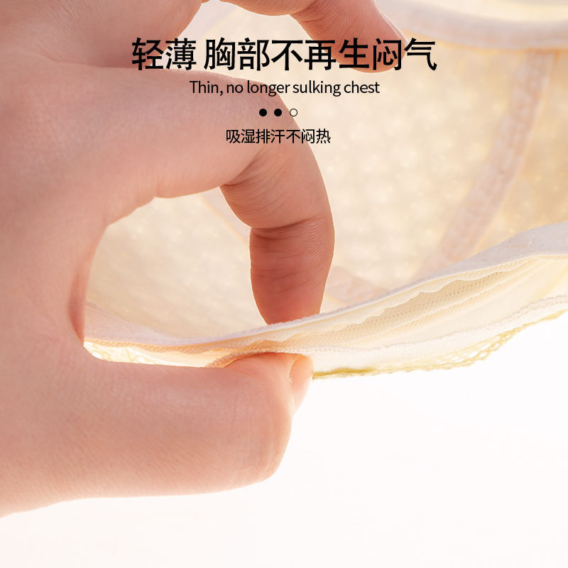 Picture of Large Chest Showy Small Chest Summer Underwear Women's Thin Full Cup Non-Steel Rings Bra Large Size Parammary Breast Anti-Sagging Bra