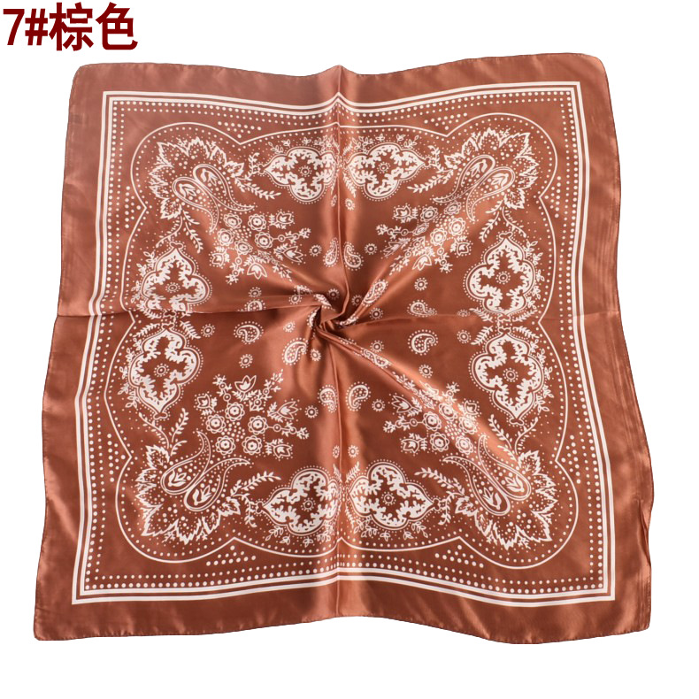 Picture of Europe and the United States hot sale vintage paisley small cashew flower 70*70 satin square scarf ladies small scarf wholesale