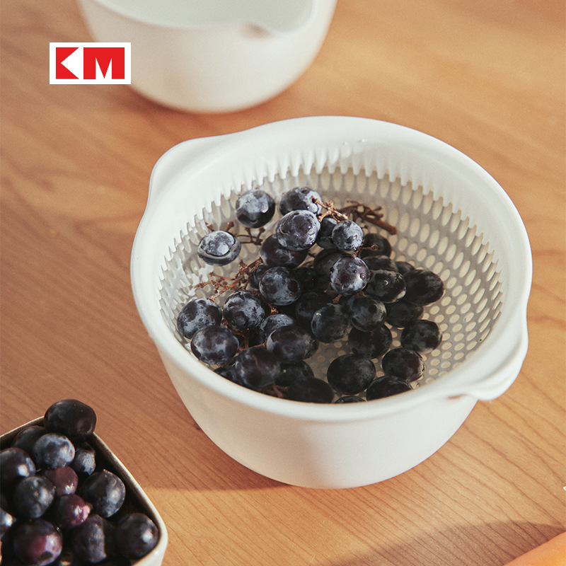 Japanese-style Double-layer Plastic Vegetable Washing Basin Creative Fruit Basket Fruit Plate Kitchen Vegetable Washing Rice Washing Basket Drain Basket Drip Basin