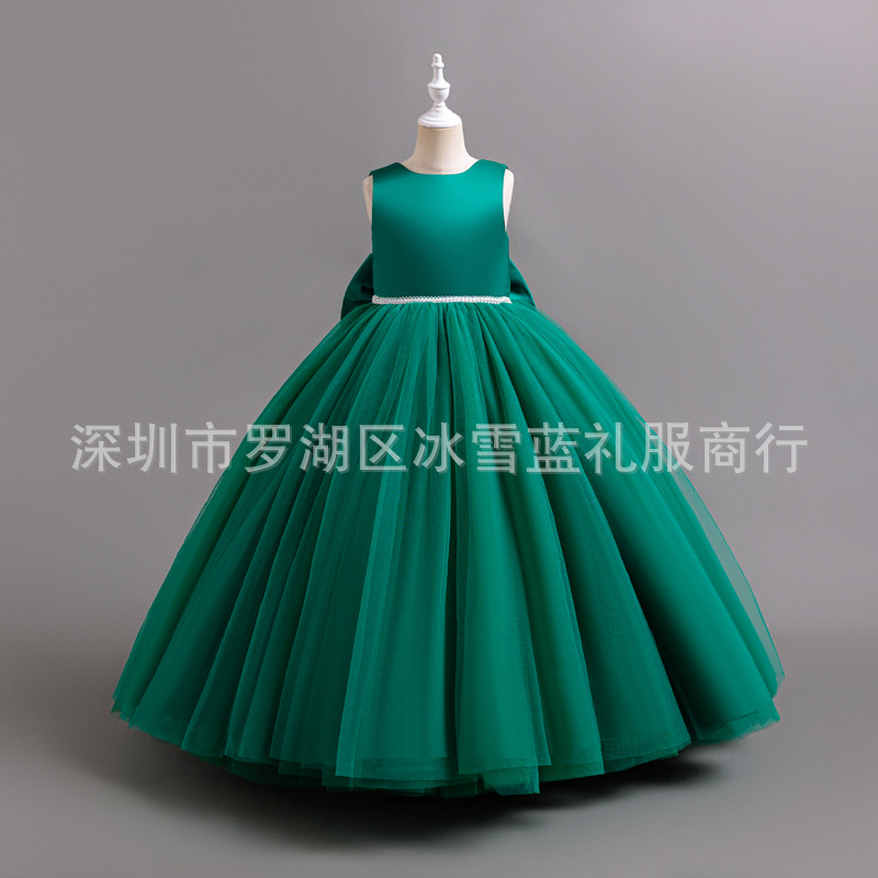 Cross-border Princess Four Seasons Princess Dress Dress European and American Mesh Puffy Dress Cute Bow Vest and floor-length Dress